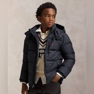 Polo Ralph Lauren Boys Ripstop Down Hooded Jacket Coat Size XL Black Puffer